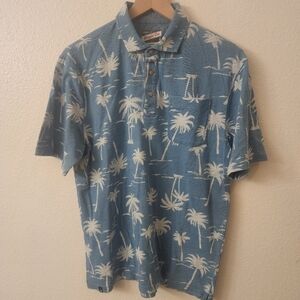 johnnie-O Hangin' Out 100% Cotton Indigo Palmy Golf Polo Shirt Mens Medium